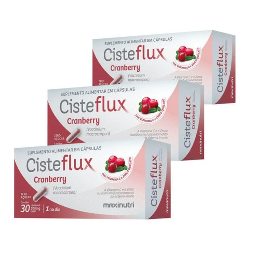 Kit 3x - Cisteflux Cramberry 500mg (30caps) - Maxinutri