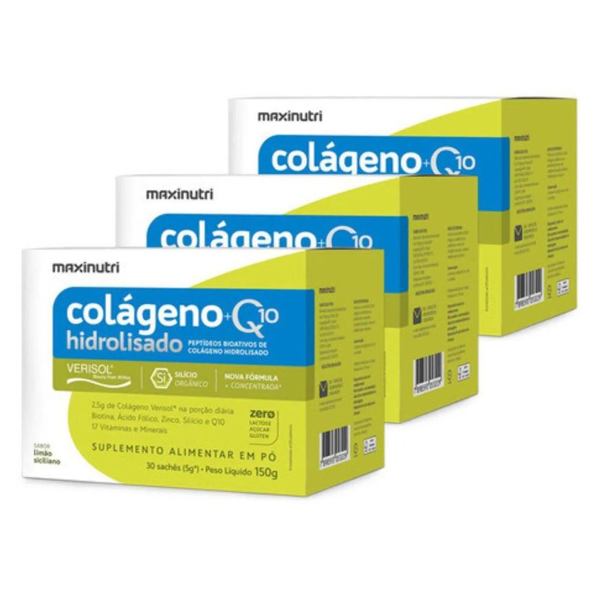Kit3x-colág. Hidro. 2em1- Verisol® +q10 30 Saches 5 G-uva Verde