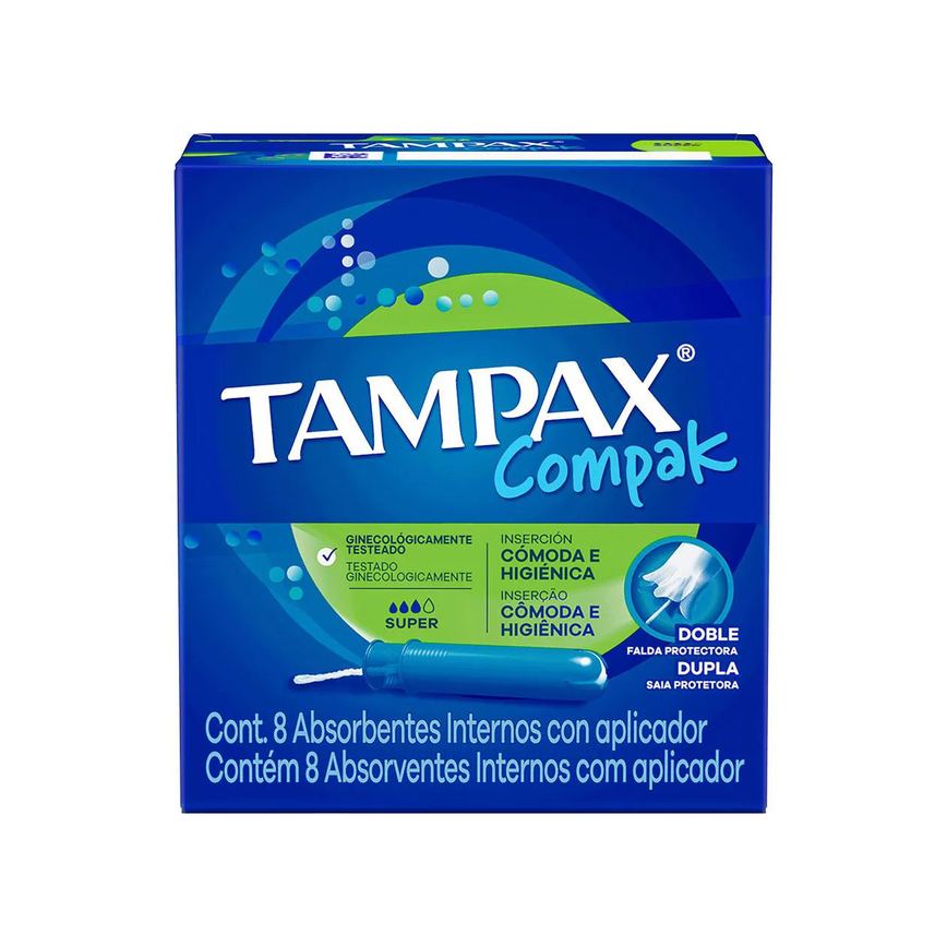 Absorvente Interno Tampax Compak Super Fluxo Intenso 8 unidades