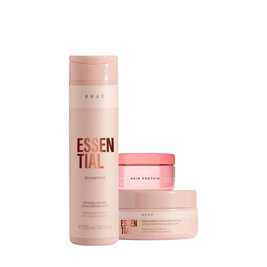Kit Braé Essential Shampoo Máscara e Hair Protein (3 Produtos)
