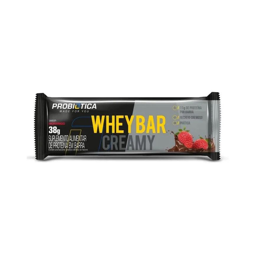 Whey Bar Creamy (38g) - Sabor: Morango