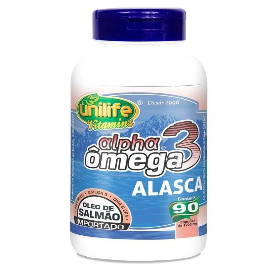 Ômega 3 Alpha Óleo de Salmão 1200mg 90 cápsulas Unilife