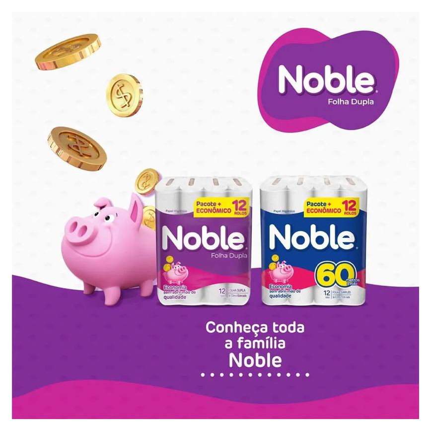 Papel Higiênico Noble Neutro Folha Dupla 12 Rolos de 20m