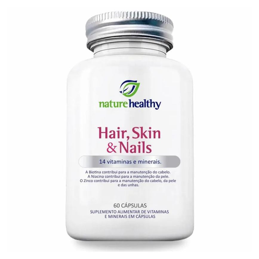 HAIR, SKIN & NAILS c/ 14 VITAMINAS E MINERAIS NATURE HEALTHY 60 CÁPSULAS