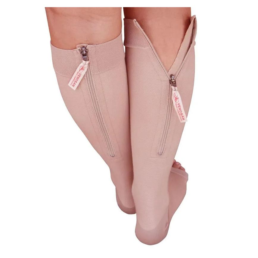 Meia 3/4 Comfortline Cotton com Zíper 20-30mmhg Bege Longa Tam M