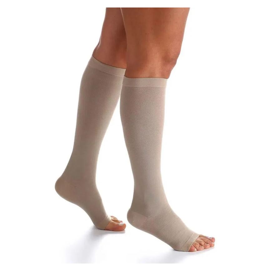 Meia 3/4 Sigvaris Algodão Super 20-30mmhg Aberta Bege P2