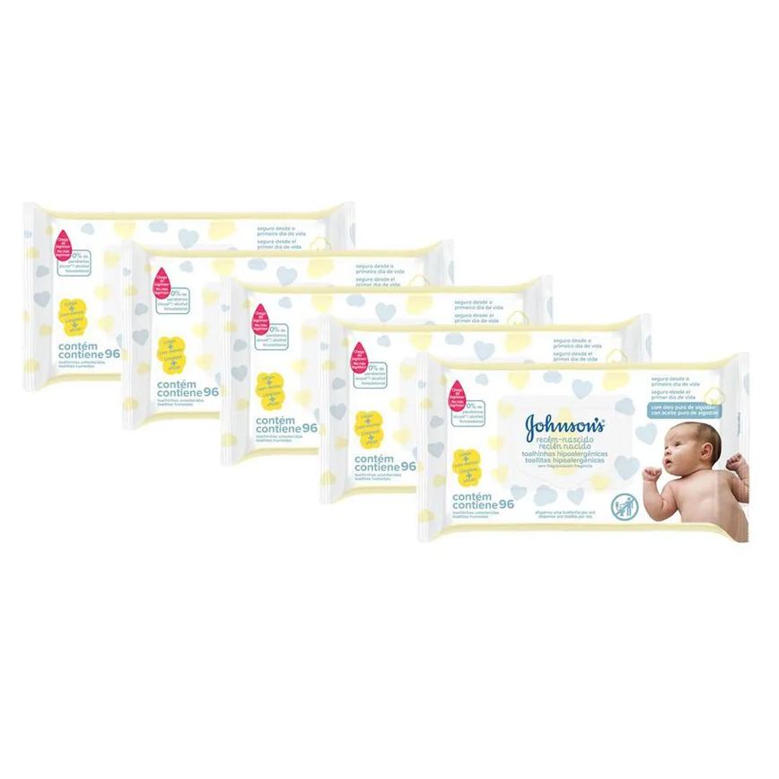 Kit Johnson´s Baby Toalhinhas Recém-Nascido 480 unidades