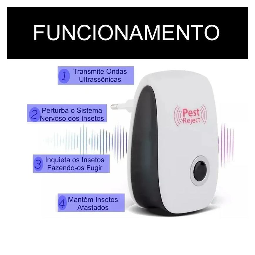 Repelente Eletrônico Ultrassônico Espanta Ratos Baratas Branco