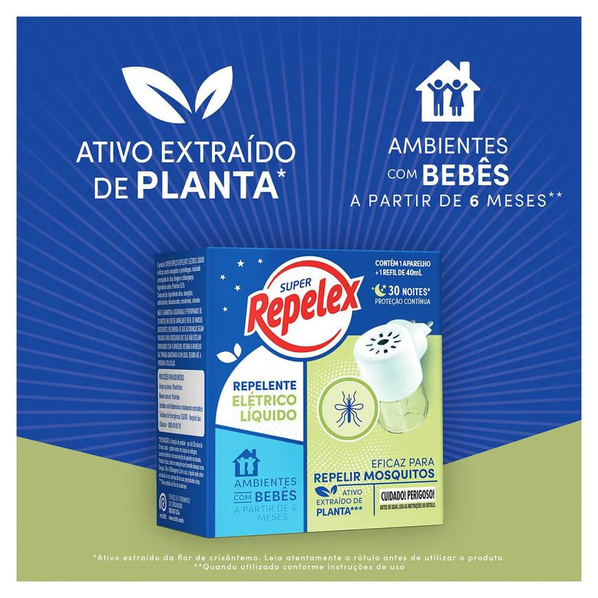 Kit Repelex Aparelho Elétrico + Repelente 30 Noites 40ml