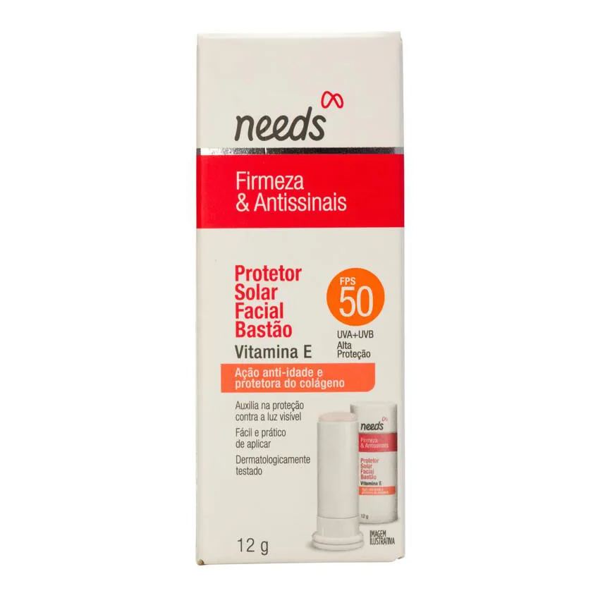 Protetor Solar Facial Needs Firmeza & Antissinais FPS 50 Bastão 12g
