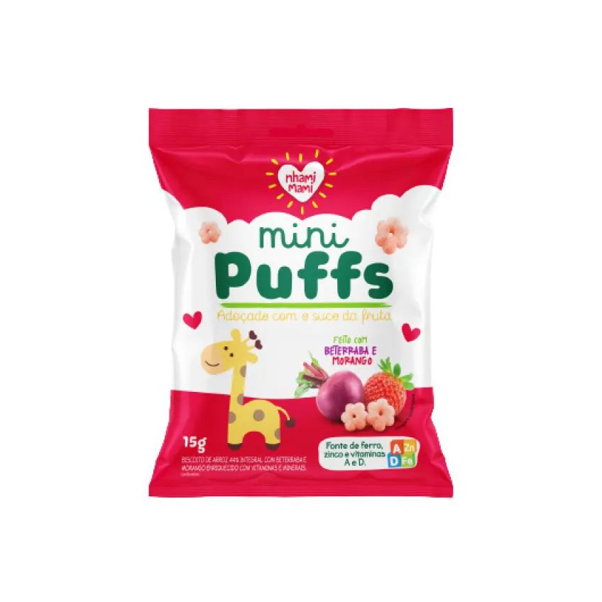 Kit 2x: Snack Infantil Puff Beterraba/morango Nhami Mami 15g
