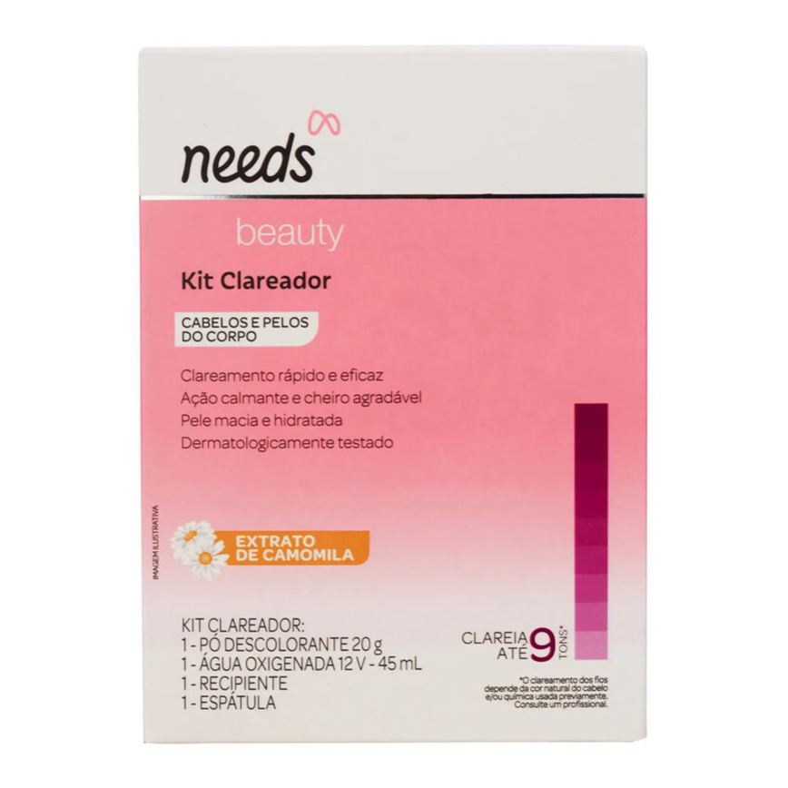 Kit Descolorante de Pelos Needs Beauty Extrato de Camomila