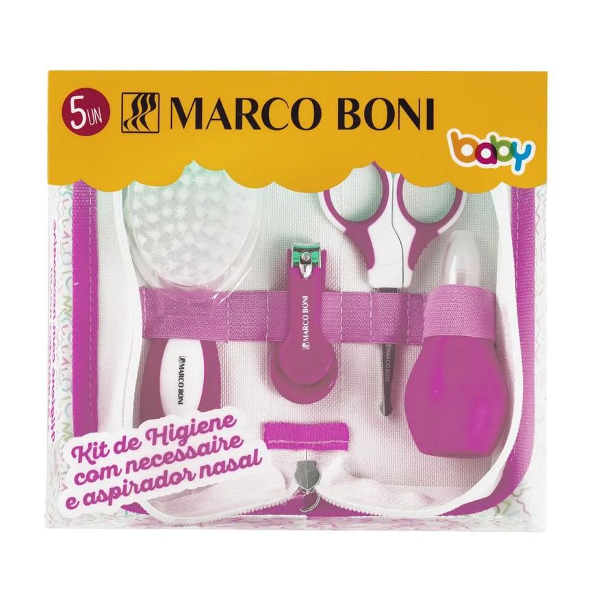 Kit Higiene Cuidados para O Bebe Necessaire Rosa Marco Boni