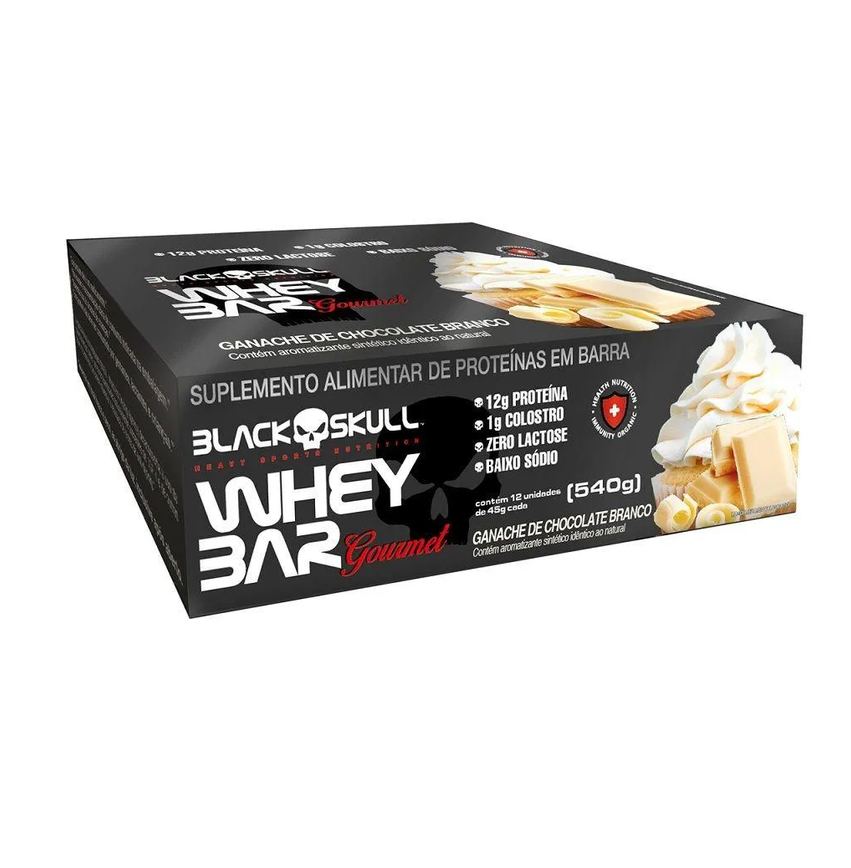 Whey Bar Gourmet (Caixa 12 Unid. 45G) - Sabor: Ganache de Chocolate Branco