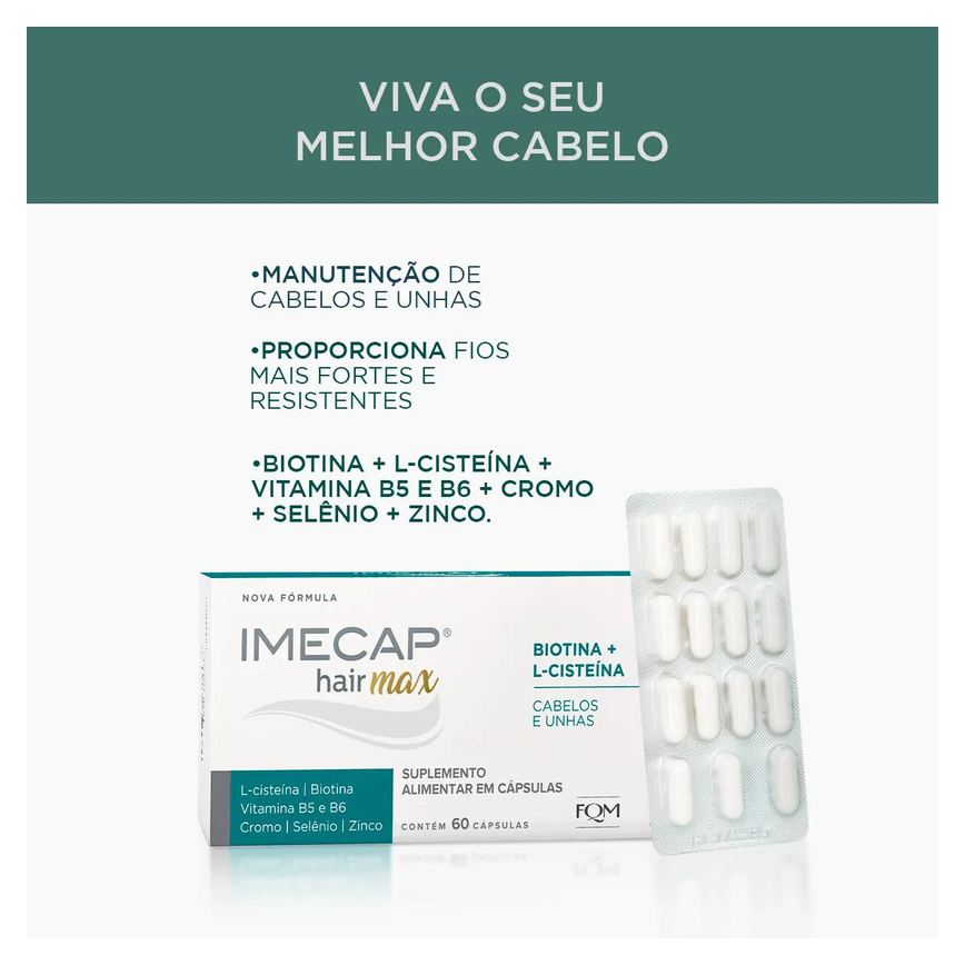 Suplemento Vitamínico Imecap Hair Max Cabelos e Unhas - 60 Cápsulas
