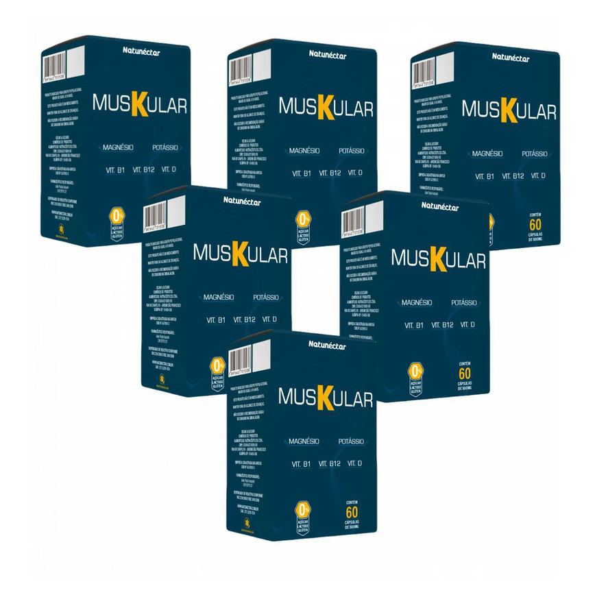 6x Muskular - Potássio+ Magnésio+ Vit D B1 e B12