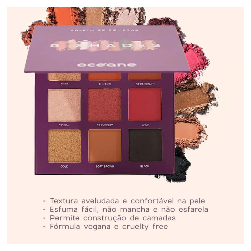 Océane Purple 9 Shades - Paleta de Sombras 25g