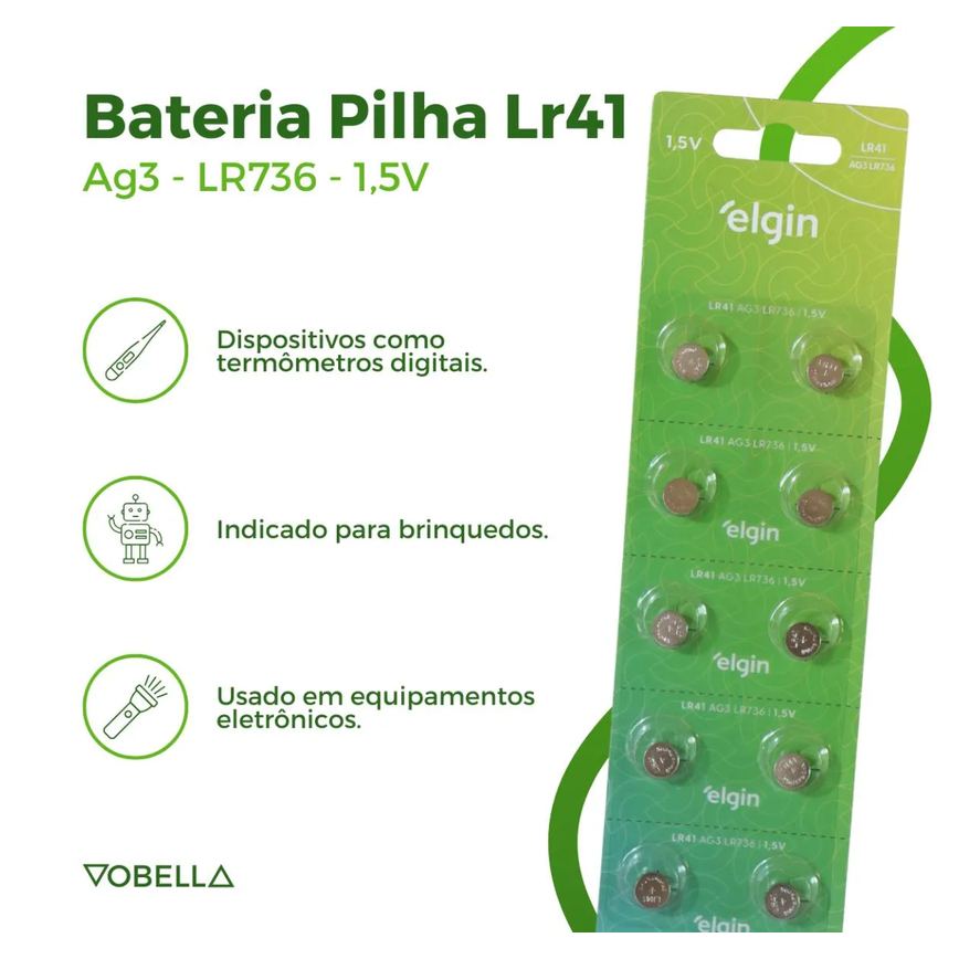 Kit 40 Baterias Pilha Alcalina Lr41 1,5V Ag3 Relógio Elgin
