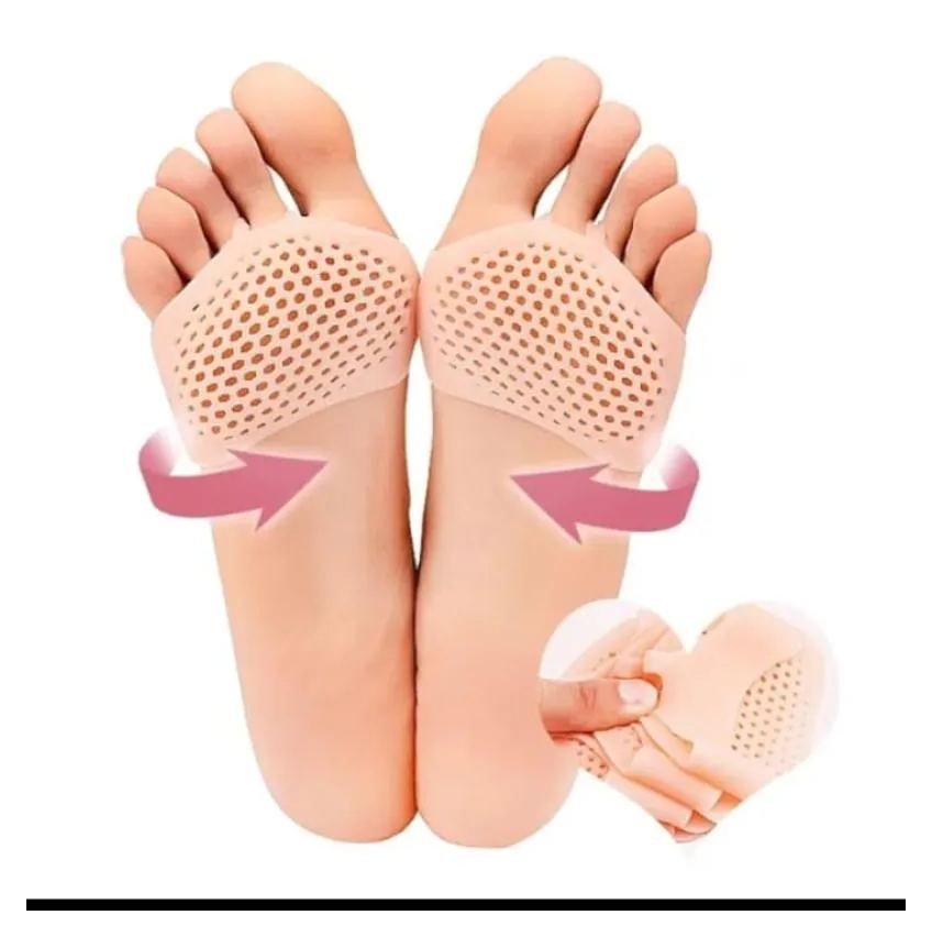 Kit Par Meia Palmilha Ortopédica Protetor para Os Pés Almofada Silicone Gel Tiptoe