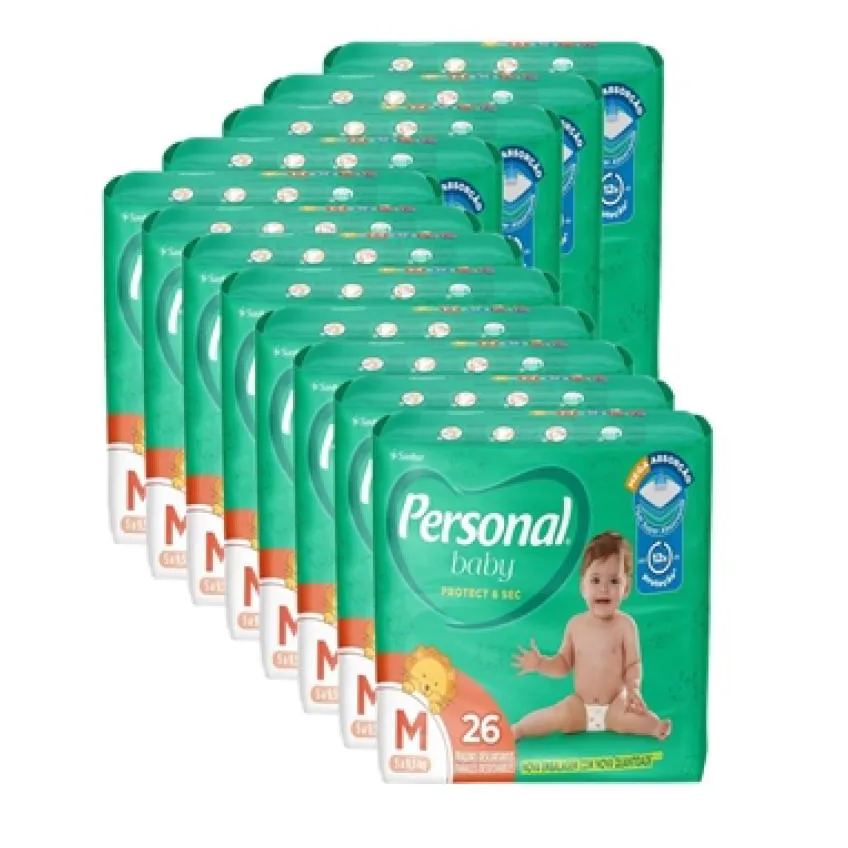 Fralda Descartável Personal Soft & Protect Jumbo Tamanho M - 12 Pacotes com 26 Fraldas - Total 312 Tiras