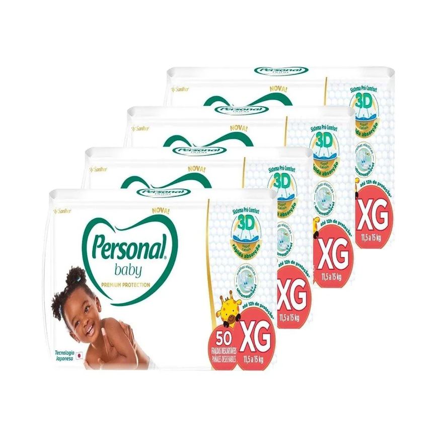Fralda Personal Baby Premium Xg - 4 Pacotes C/ 50 Fraldas