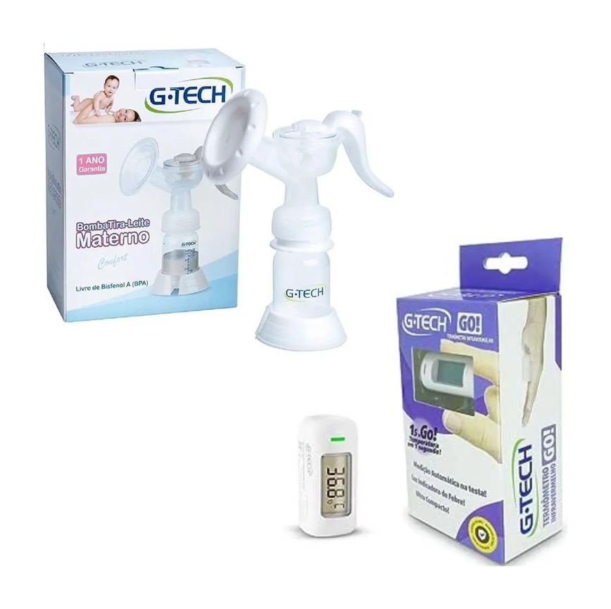 Kit Bombinha Tira Leite G-tech + Termometro Bebê sem Contato