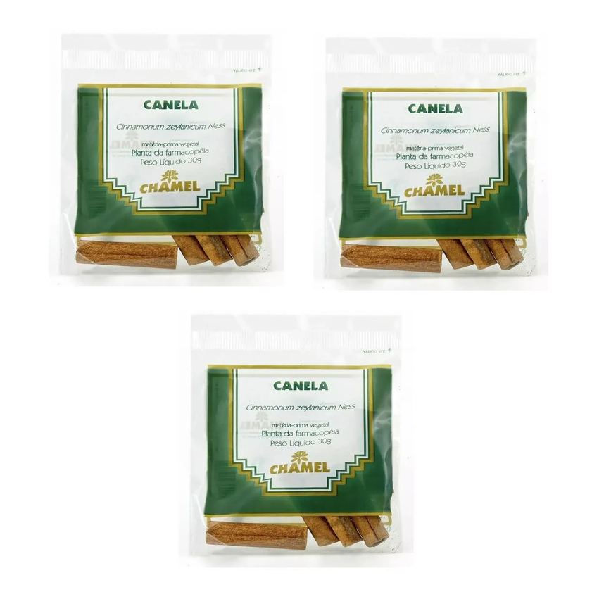 Kit 03 Pacote Canela Rama para Infusão de Chá 30g Chamel