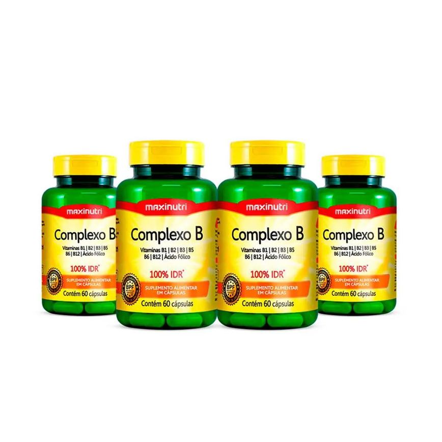 Kit 4 Suplemento Polivitamínico Complexo B 60 cápsulas Maxinutri