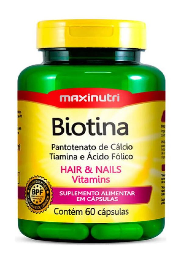 Biotina - Cabelos, Unhas e Pele - 60 cápsulas - Sabor Morango - Maxinutri
