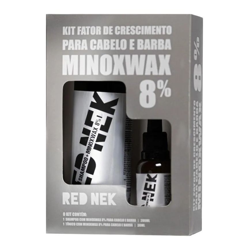 Kit Minoxwax 8% Shampoo + Tônico Fator de Crescimento Barba e Cabelo Red Nek