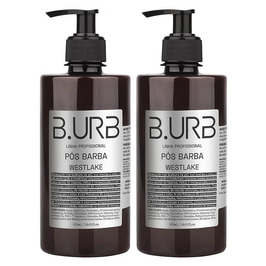 Kit 2 Loção Pós Barba Westlake 500ml Profissional Bancada Barbearia Barba Urbana B.urb