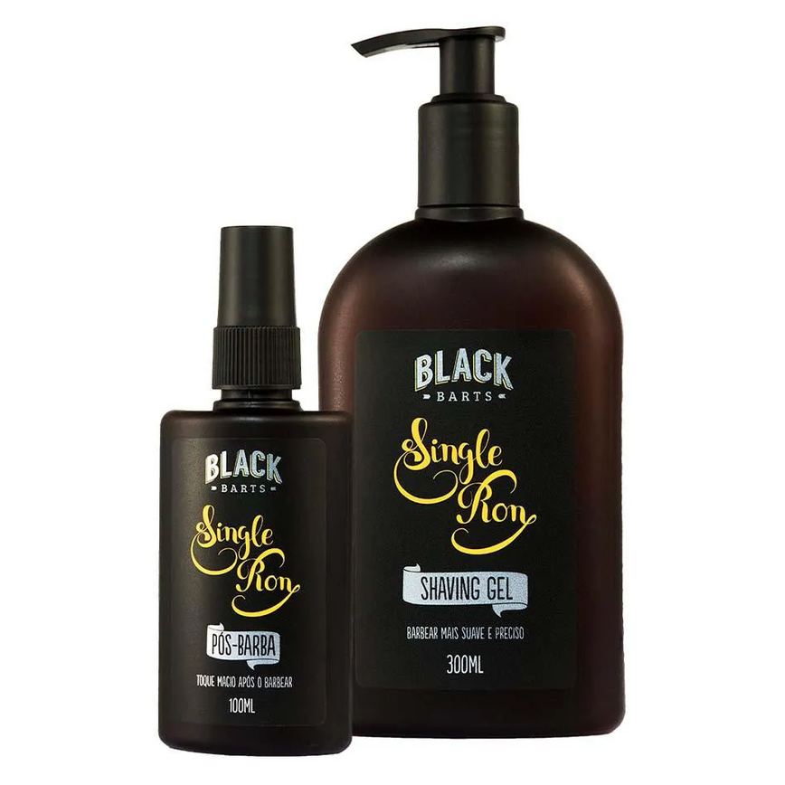 Kit Barbear Shaving Gel + Pós Barba Spray Single Ron Black Barts
