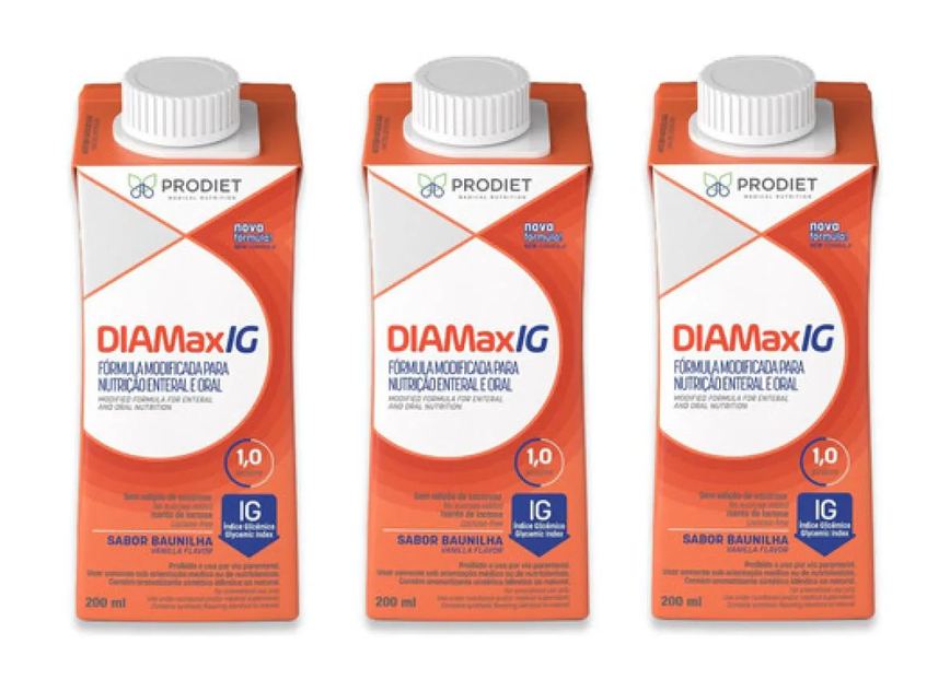 Kit 3un Diamax Ig 200ml 1.0kcal/ml Dieta Baunilha Prodiet Laranja