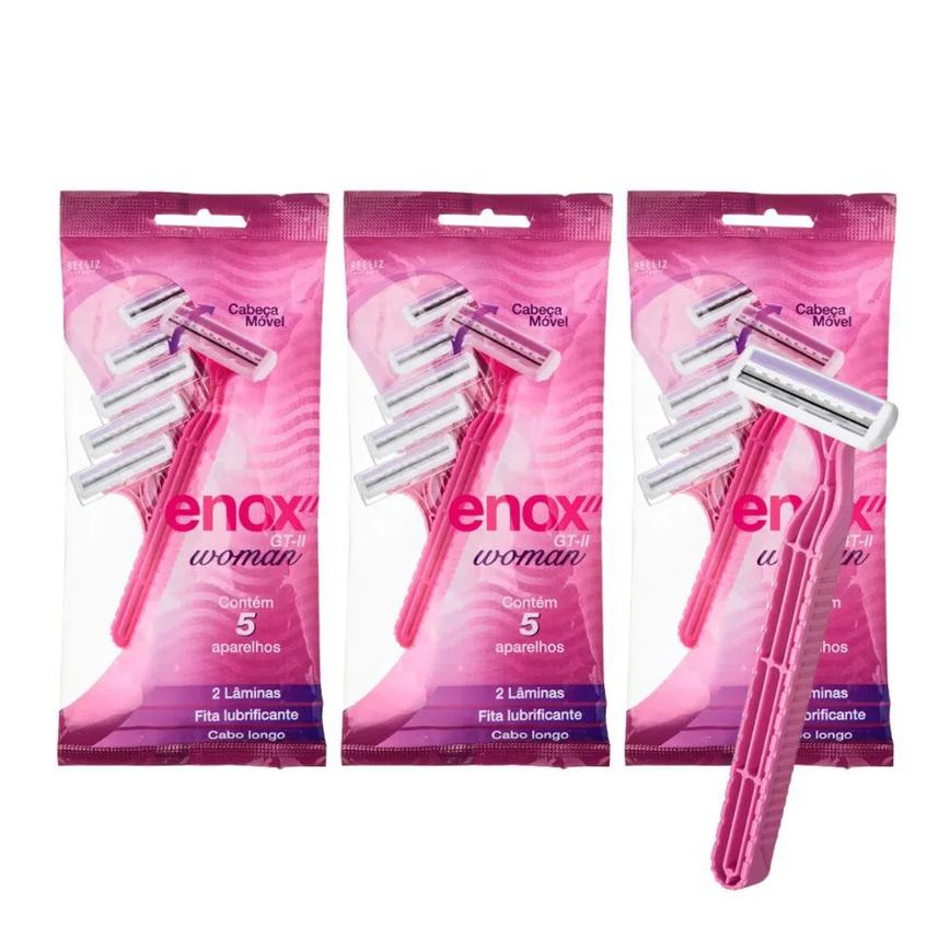 Kit Aparelho de Depilar Descartável Enox Gt-2 Woman Cód.1757 C/3