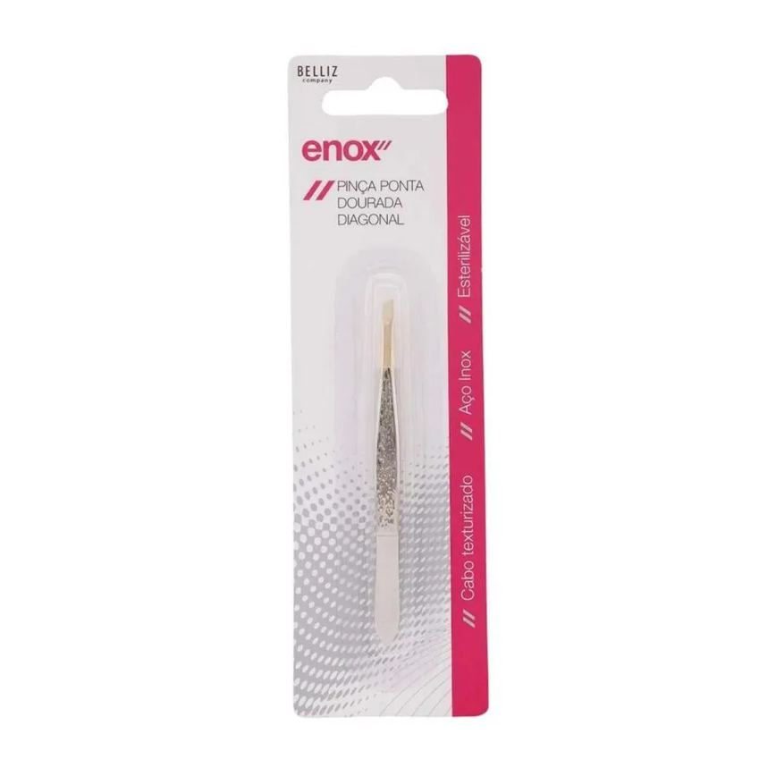 Kit Pinças Belliz Enox Ponta Dourada Diagonal Cod.1707 C/3