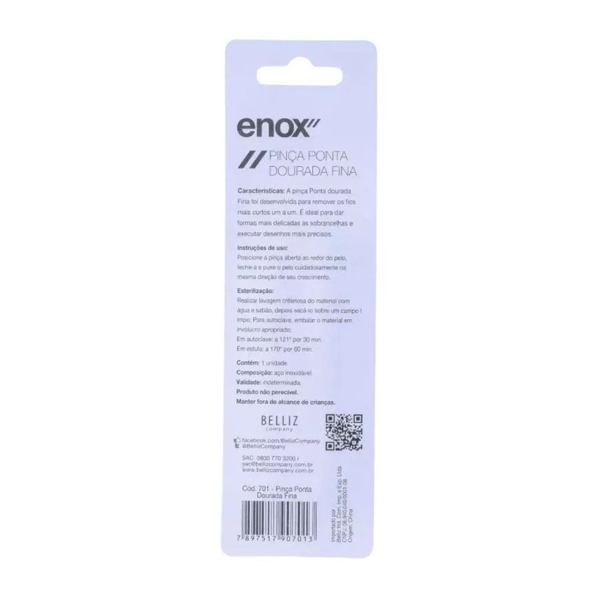 Kit Pinças Belliz Enox Ponta Dourada Fina Cod.701 C/3