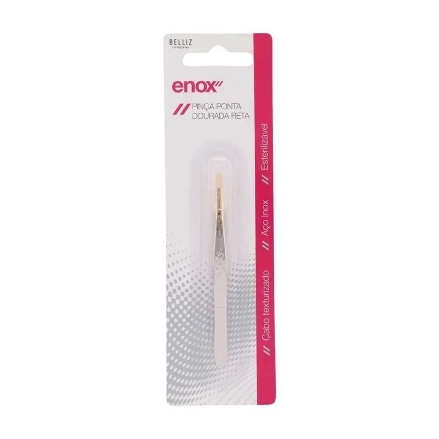 Kit Pinças Belliz Enox Ponta Dourada Reta Cod.700 C/3