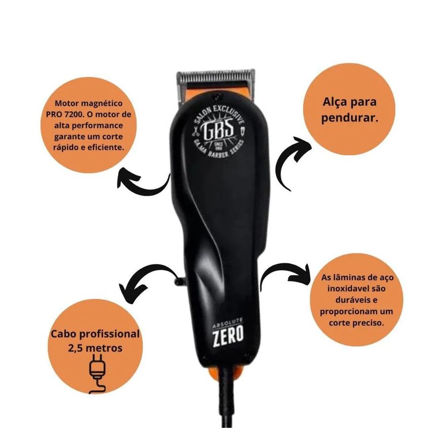 Máquina de Corte Gama Absolute Zero Gbs Barber Series 127v