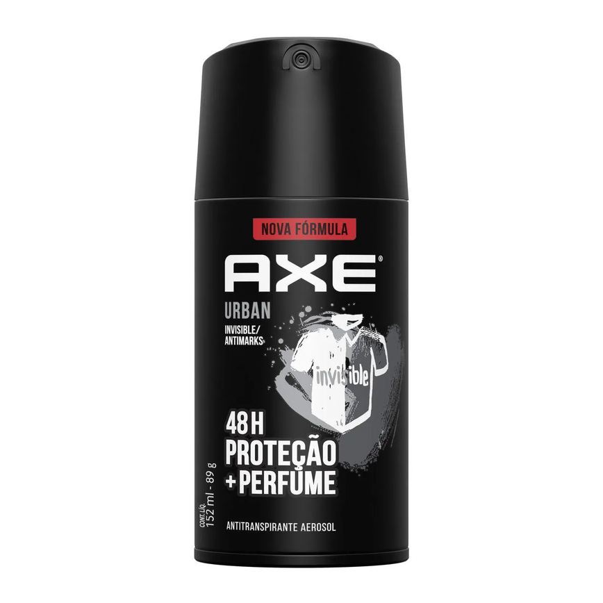 Desodorante Antitranspirante Aerosol Axe Urban Invisible Masculino 48h 152ml