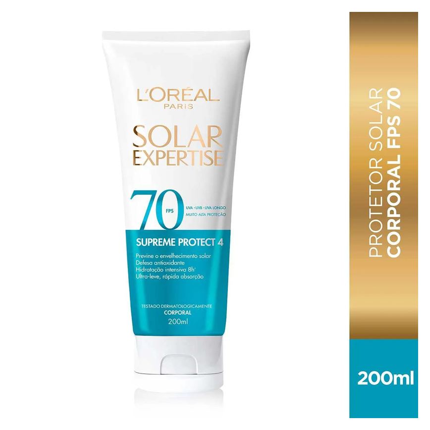 Protetor Solar Corporal FPS 70 L'Oreal Solar Expertise Supreme Máxima Proteção Solar Corporal 200ml