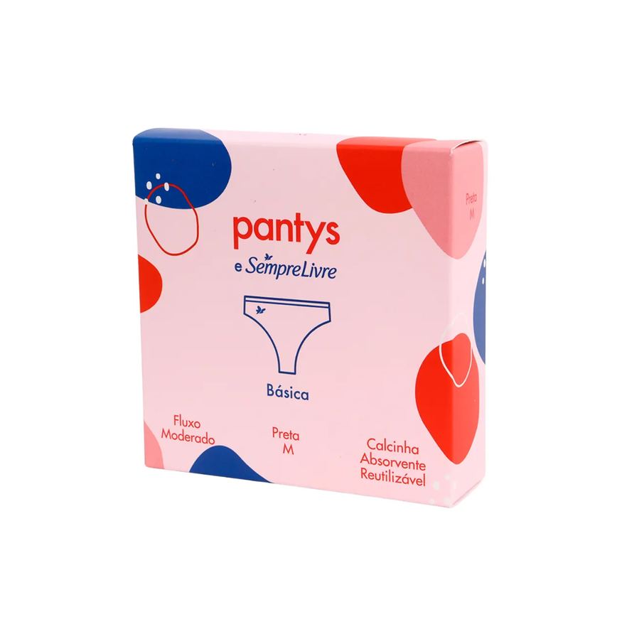 Calcinha Absorvente Menstrual Lavável Pantys e Sempre Livre Tamanho M Cor Preta