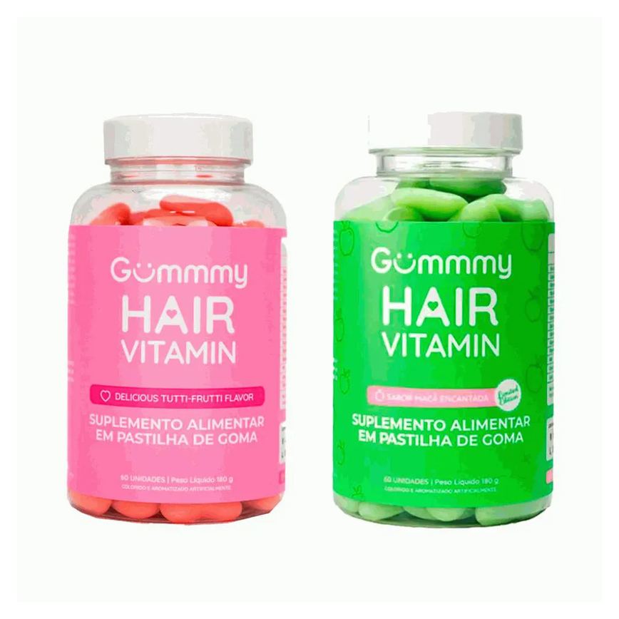 Promopacks Gummmy Hair Tutti Frutti (60 Gomas) + Maçã Verde (60 Gomas) - Padrão: Único