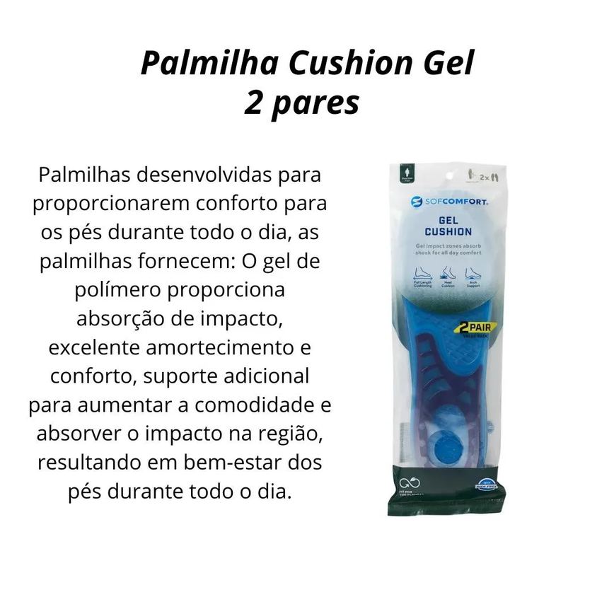 Palmilha Sofcomfort Cushioning Gel (2 Pares) Masculino 39 a 44 Chantal