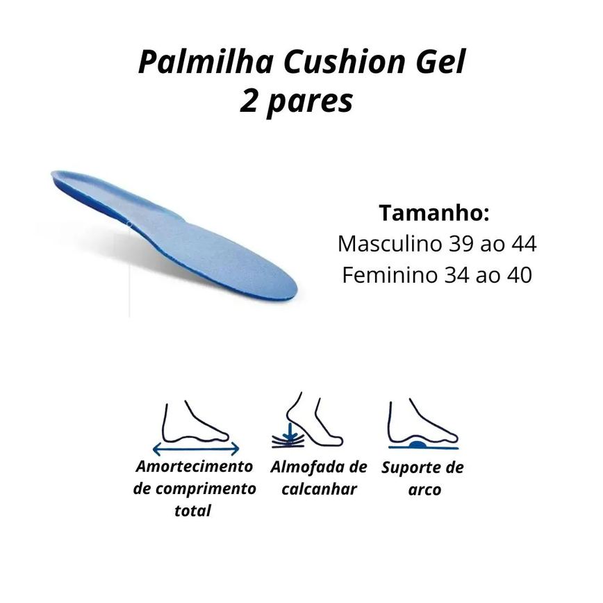Palmilha Sofcomfort Cushioning Gel (2 Pares) Masculino 39 a 44 Chantal