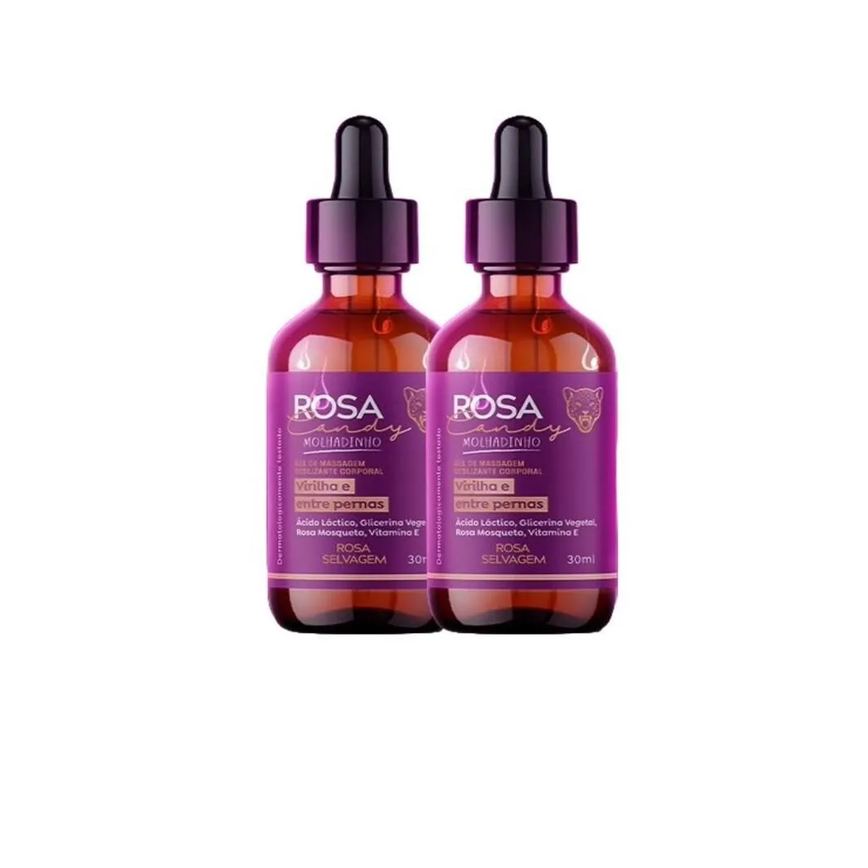 Kit 2 Sérum De Massagem Molhadinho Rosa Candy Rosa Selvagem