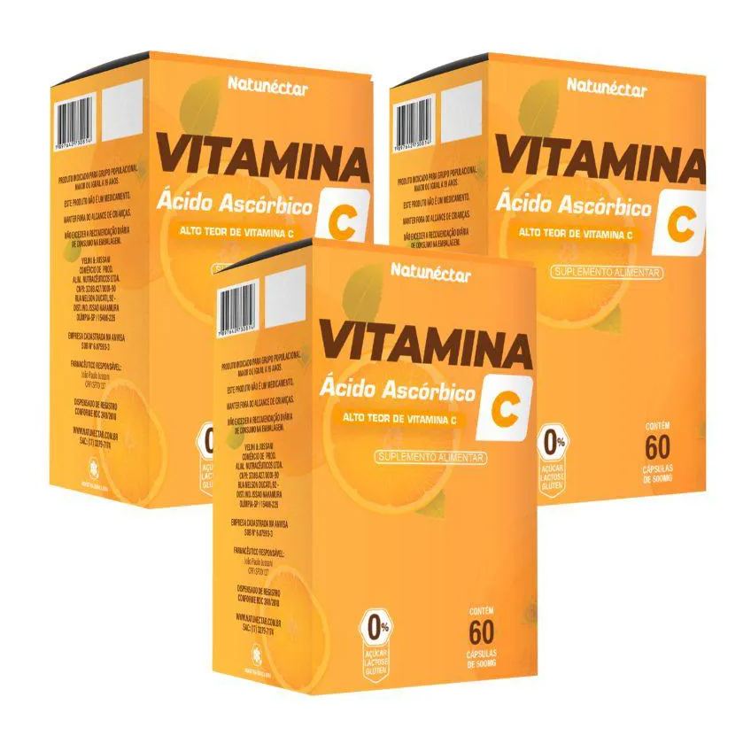KIT VITAMINA C NATUNéCTAR 500MG - 3 UNID (180 CáPSULAS)