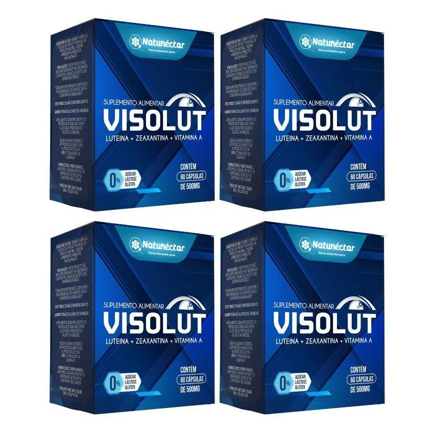 Kit Visolut 500mg (luteína + Zeaxantina + Vitamina A) – 4 Unid (240 Cápsulas)