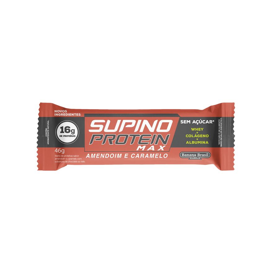 Barra de Proteína Supino Protein Max Amendoim com Caramelo Sem Açúcar 46g