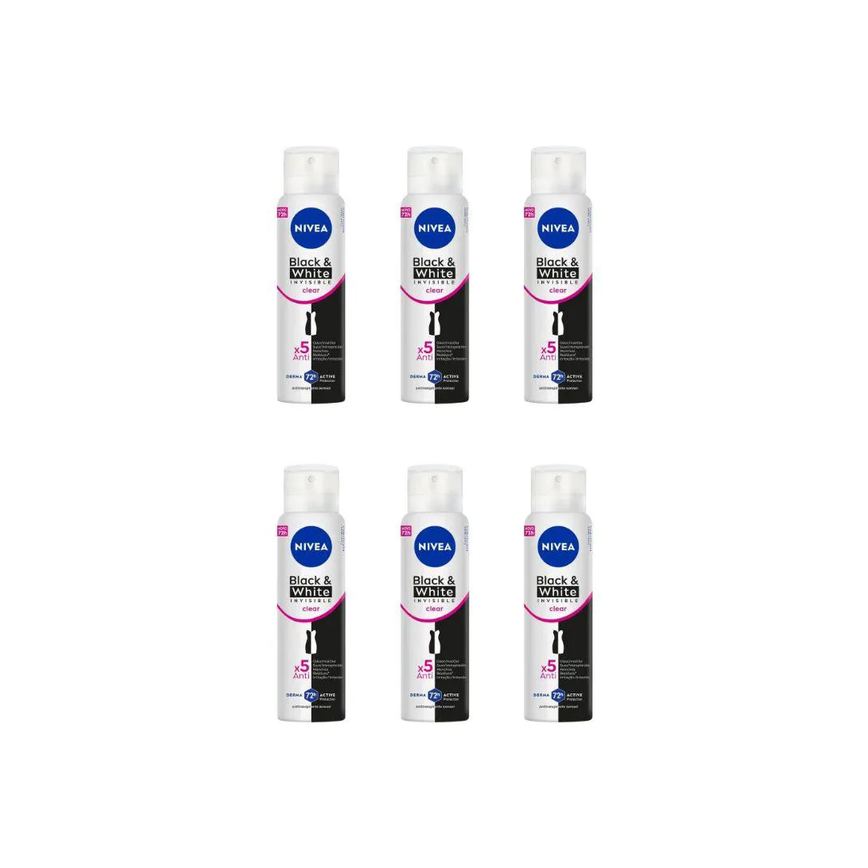 Desodorante Aero Nivea 150ml Fem Inv Black e White - Kit C / 6un