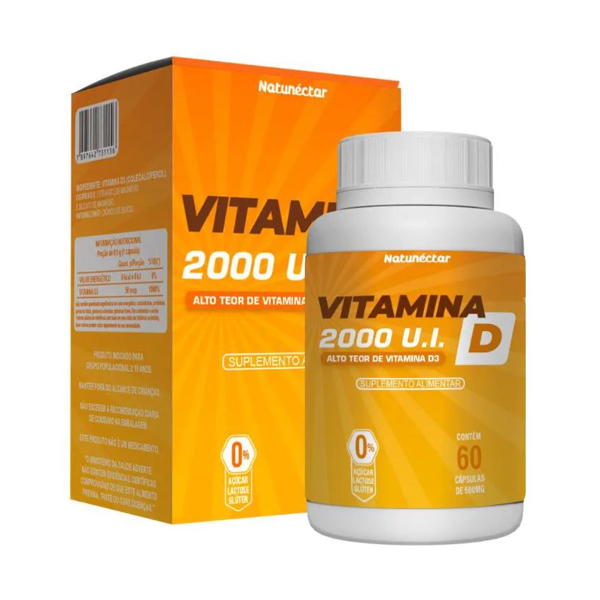 Kit Vitamina D 2000 U.i Natunectar 500mg - 3 Unid. (180 Cápsulas)